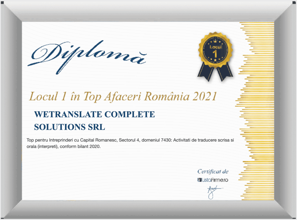 Diploma WeTranslate 2021